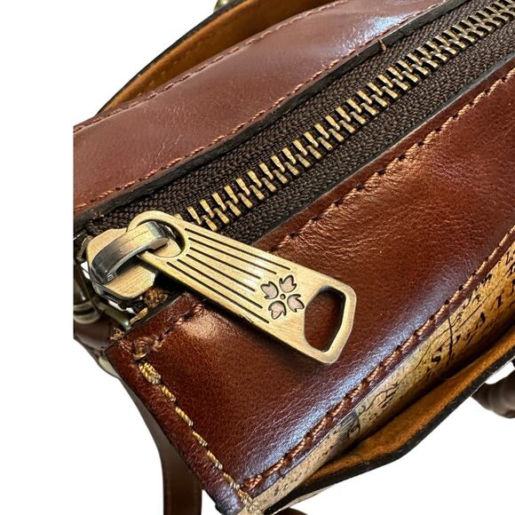 Patricia Nash Leather 'Josselin' Crossbody Satchel Bag- European Map-NEW - Picture 7 of 16